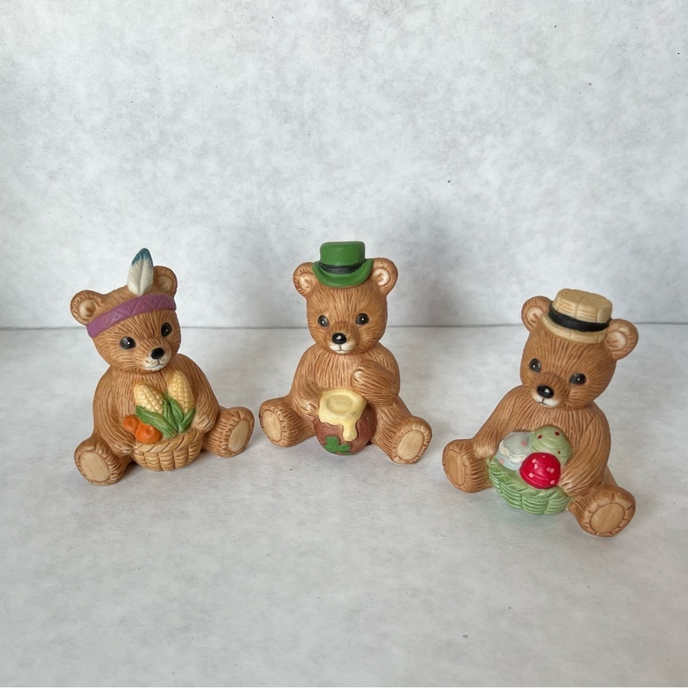 Vintage Homco Holiday Seasonal Bears #1413 - Set of 3